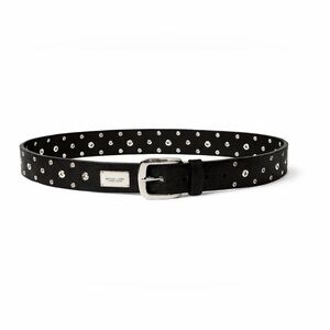 Michael Kors leather grommet belt with silver-tone buckle + MK hardware plaque